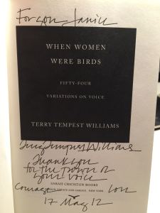 When Women Were Birds, inscribed to me, 5/17/12